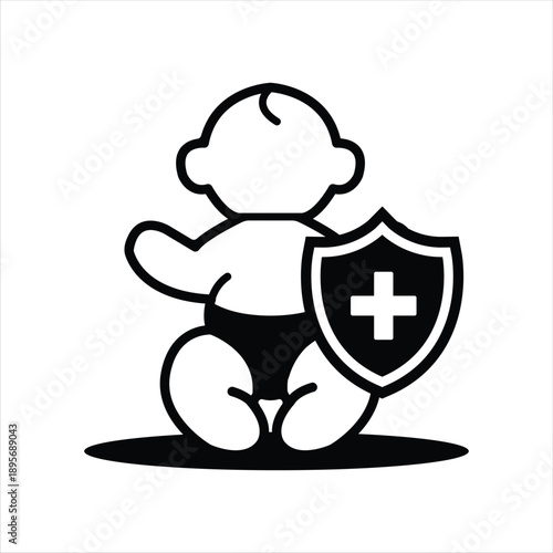 Pediatric Baby Healthcare Symbol Black White Icon