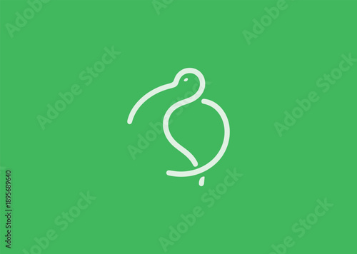 Abstract ibis single line logo for elegance, nature, or minimalist branding.