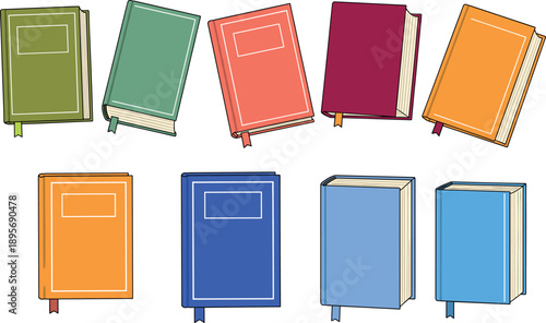 Colorful closed book vector illustration set in flat style for education, reading and stationery design