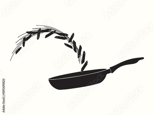 Black Silhouette of Spaghetti Toss in Pan
