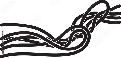 Stylized Black Lines Forming Abstract Swirling Motion Graphic Design