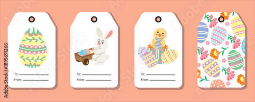 Labels for Easter Day Holiday Gifts Tag Colorful Editable Vector