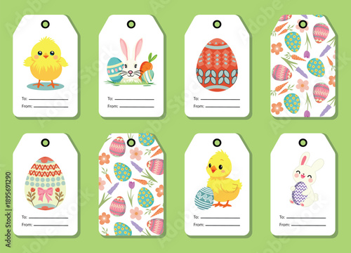 Easter Gift Tag Template Adorable Holiday Gift Label Vector Art