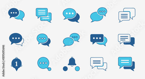 Collection of speech bubble icons representing communication and messages.