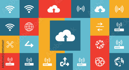 Collection of Technology and Network Icons.