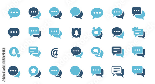 Collection of various chat bubble and message icons for communication.
