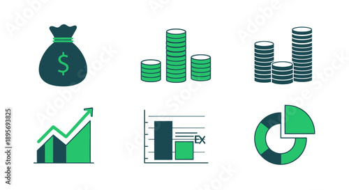 Financial and Business Icons Set for Investment and Growth.