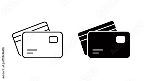 Two overlapping credit card icons in black and white representing payment cards and digital commerce.