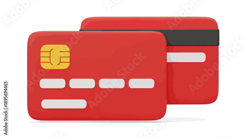 Close Up of Red Credit Cards Highlighting Modern Cashless Transactions.