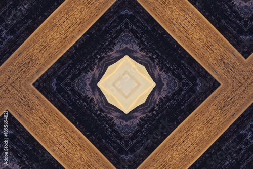 Blue and cream abstract diamond pattern 
