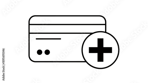 Medical health insurance card icon with cross badge and security emphasis in a simple vector design.