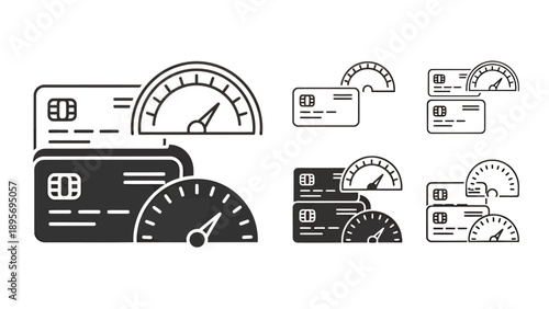 Assorted gauges and currency icons arranged as a dashboard themed collage of meters and money symbols.