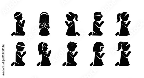 Collection of Silhouettes of People Praying.