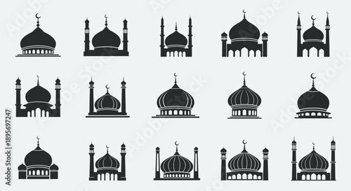 Collection of Mosque Silhouettes in Various Designs.