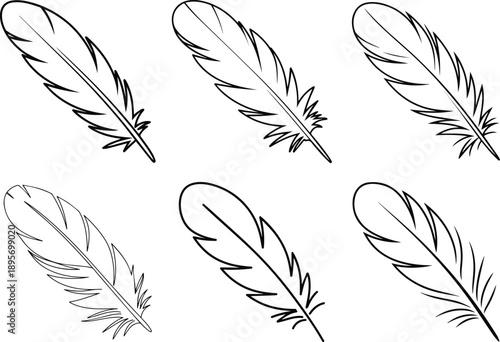 feather line art vector illustration for decorative and nature design