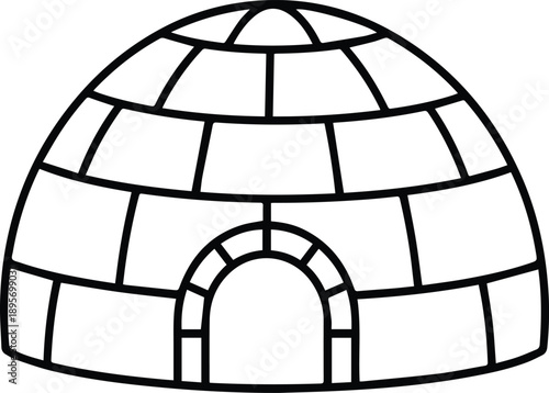 igloo ice house line art vector illustration for arctic architecture