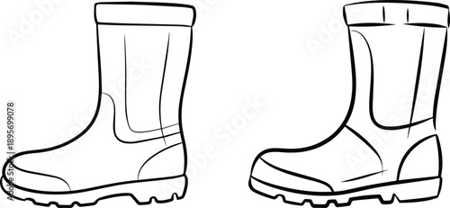 winter boot line art vector illustration for footwear and outdoor use