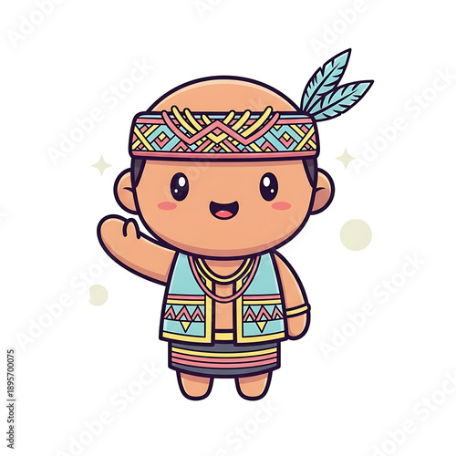 Cute Dayak Boy Cartoon.