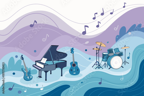 Surreal Music With Melting Instr High-Quality Stock Image Great for Commercial Projects