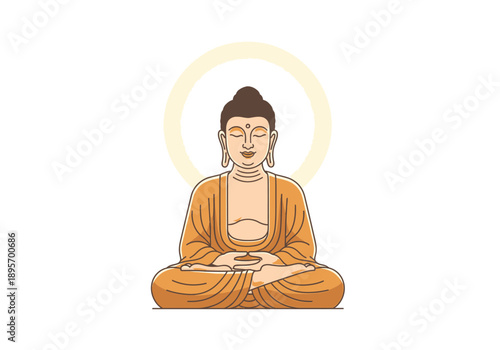 Buddha meditating peacefully in a serene lotus pose radiating enlightenment.