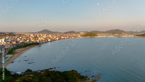 Tableau sur toile Japan Coastline on Sunrise – Nishi Ward, Fukuoka Prefecture, Kyushu Island: Aeri