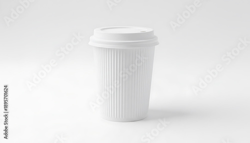 White disposable coffee cup lid ribbed texture