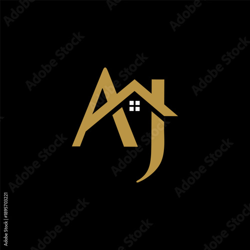 initial letter AJ real estate monogram logo