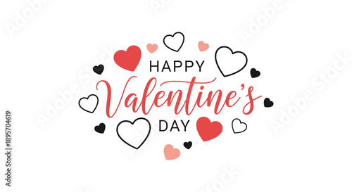 A festive valentine s day greeting features red and pink hearts surrounding handwritten script text high quality professional detailed