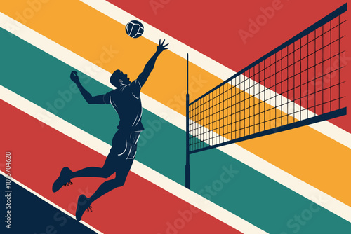 Vibrant Volleyball With Dynamic Player Premium Digital Asset