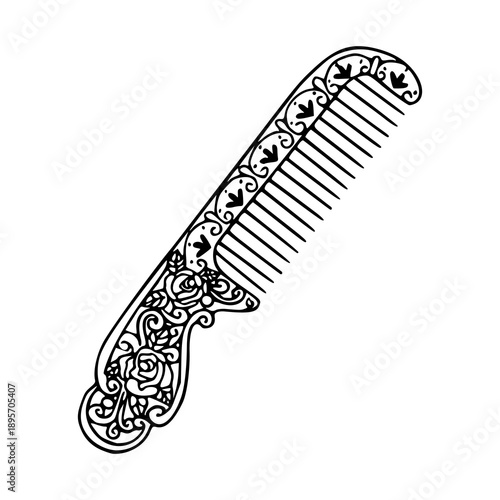 classic retro hair comb with rose flower ornaments