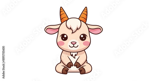 Cute Baby Goat Cartoon Character Illustration