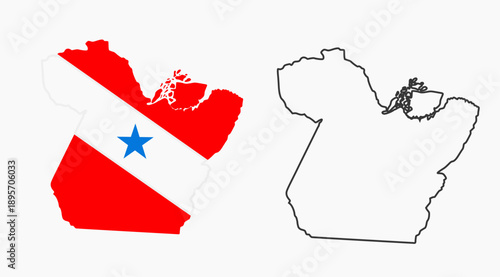 Pará State Brazil Map Set – Colored Flag Version and Black Outline Map Vector Illustration