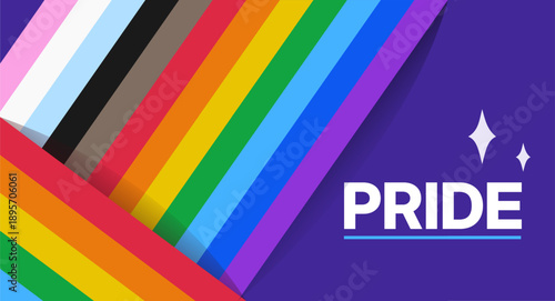 LGBTQIA+ Pride Flag Themed Background with “Pride” Text – Colorful Diversity and Inclusion Celebration Design