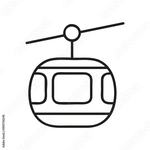 Cable Car Icon ,Mountain Transport and Travel Symbol, Ropeway Icon Vector Isolated on White Background..eps