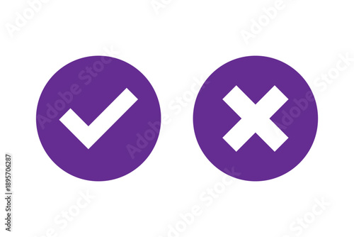 Check mark icons. green check mark and red cross mark icon set. green tick and red x. Symbols of approval and Decline, vector illustration