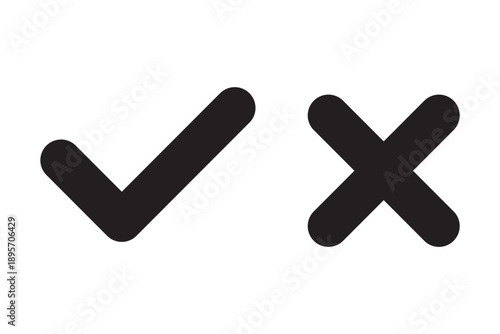 check mark icons. green check mark and red cross mark icon set. green tick and red x. symbols of approval and Decline, vector illustration