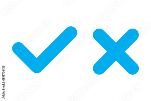 check mark icons. green check mark and red cross mark icon set. green tick and red x. symbols of approval and Decline, vector illustration