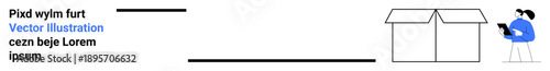E-commerce, logistics, package delivery, online shopping, inventory management, workplace organization. A person with a tablet near an open box. E-commerce and logistics concept