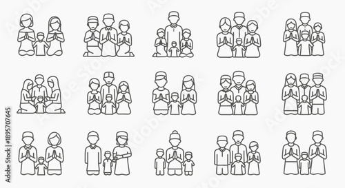 Collection of Simple Line Drawings of People.