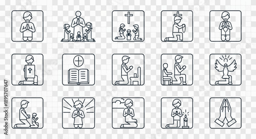 Collection of Simple Christian Icon Set.