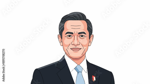 Illustrated portrait of a distinguished man in a suit and tie, conveying professionalism, leadership, and confident presence.