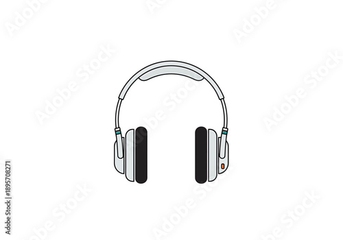 Modern white over ear headphones isolated on a clean white background for professional audio listening and electronic device accessory advertising
