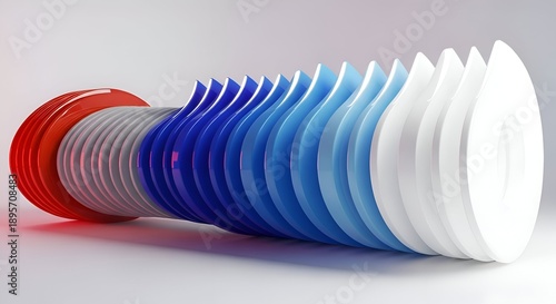 Wallpaper Mural Abstract Scientific Object with Red White and Blue Layers and Rippled Texture Isolated on White Background Offering Smooth Transition and Modern Torontodigital.ca