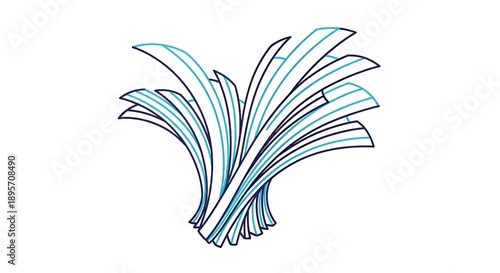 Wallpaper Mural Abstract Stylized Green Grass Blades Bundle in Teal Blue Outline with White Background Minimalist Line Art Illustration Torontodigital.ca