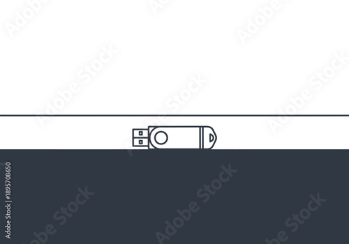 Modern digital storage device symbol representing data transfer and technology innovation on a clean minimalist background with copy space