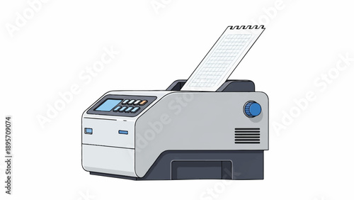 Compact multi function printer device with scan and print features for office use.