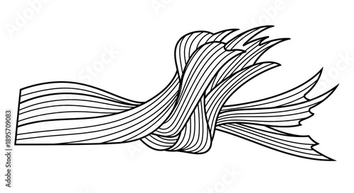 Wallpaper Mural Detailed linear drawing of a complex knot tied with strands of material or hair on a plain white background emphasizing texture and form Torontodigital.ca