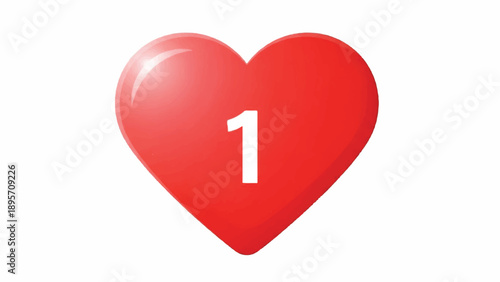 Red heart icon featuring the number one on a white background, a modern graphical symbol of love and celebration.