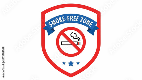 No Smoking Zone Emblem Sign Indicating Prohibition of Tobacco Use in Public Areas.