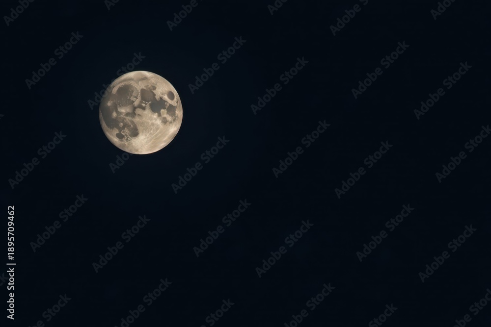 Fototapeta premium A radiant full moon gracefully illuminates the inky blackness of the night sky